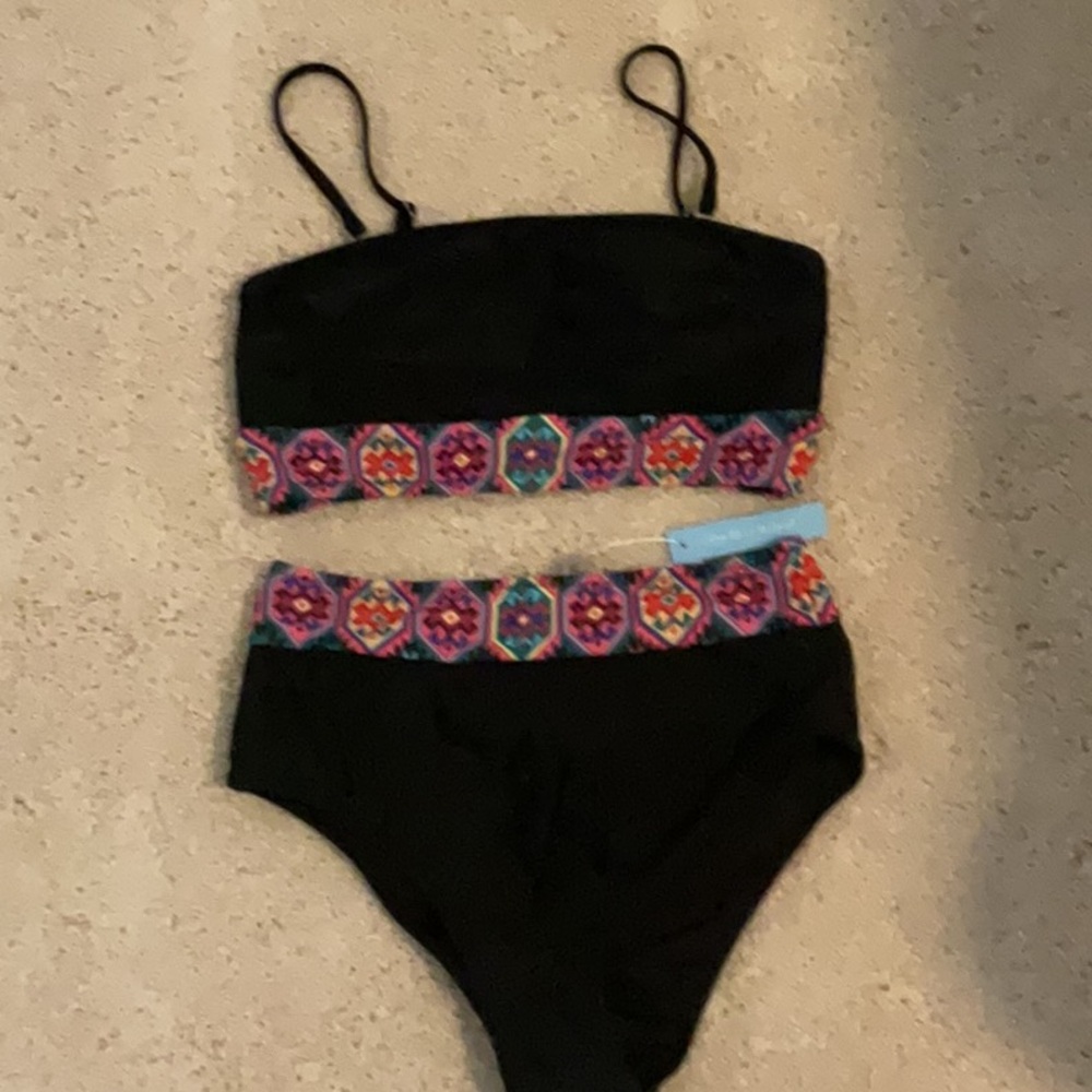 Black Bikini with Colorful Pattern